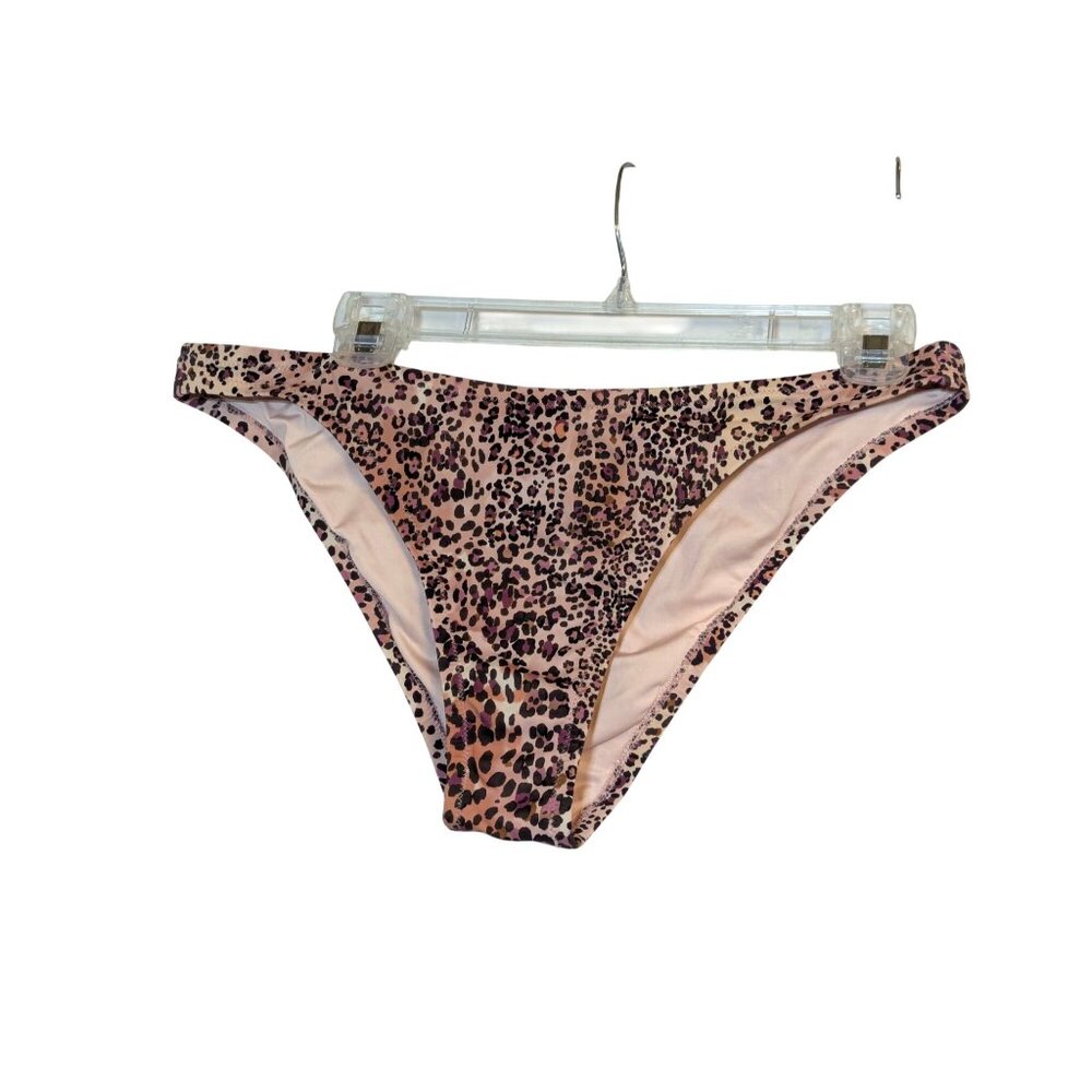 Shade & Shore Leopard Print Bikini Bottoms Nylon/Spandex Womens Swimwear Size L